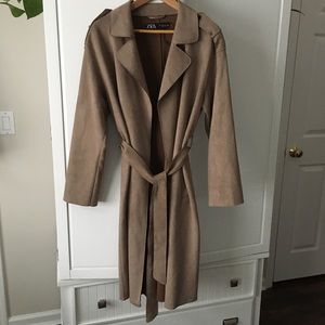 Zara faux suede light weight trench coat
